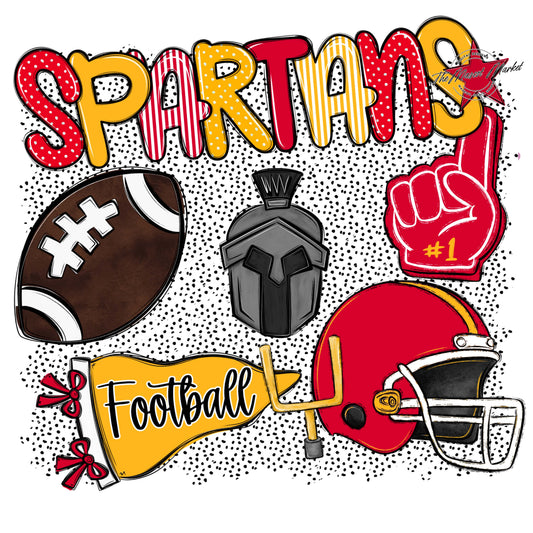 Spartans Football Spirit-Red & Yellow