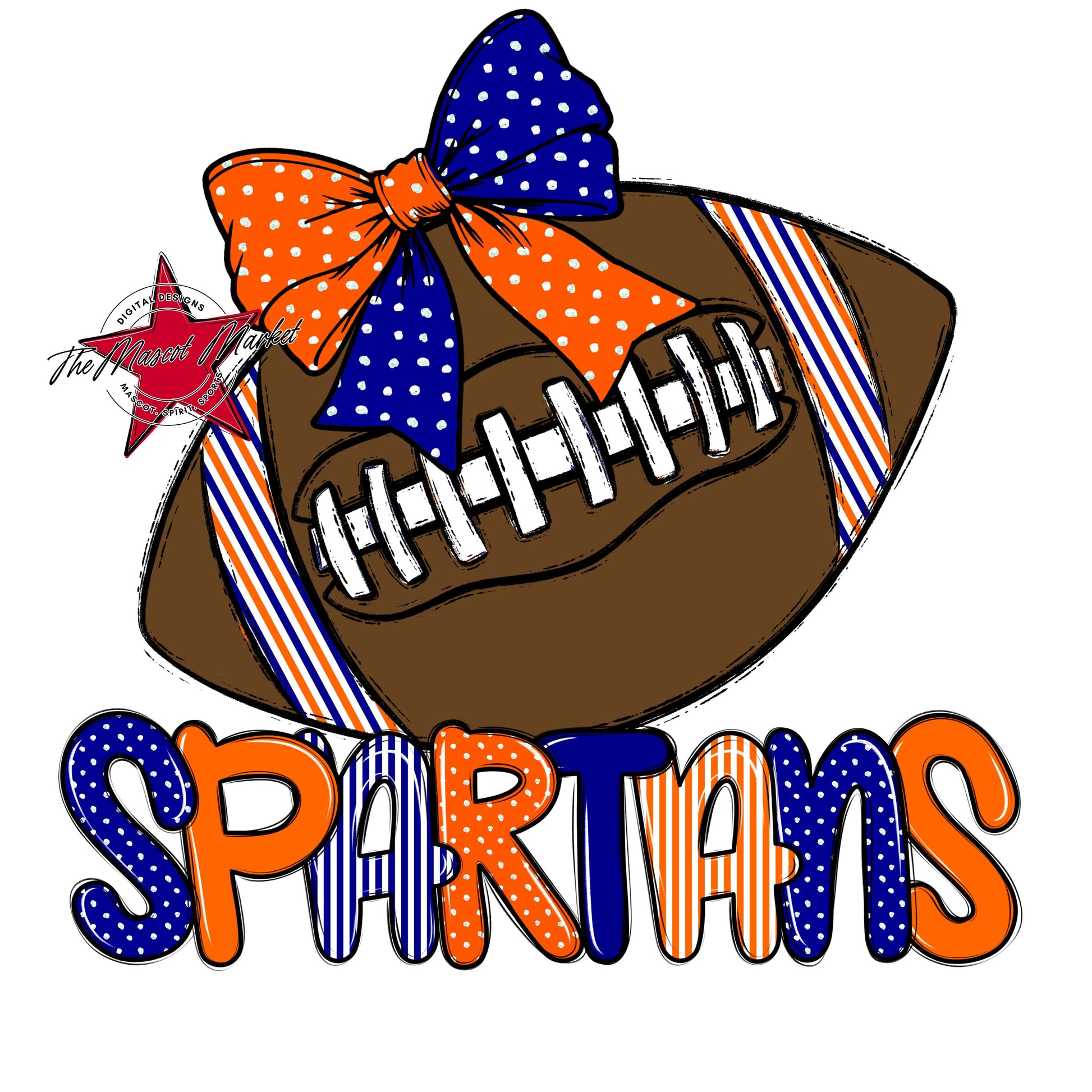 Spartans Football Spirit Design-Blue & Orange
