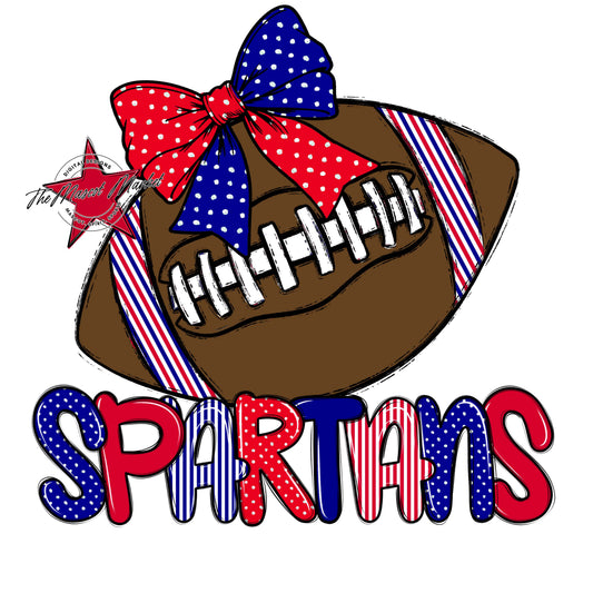 Spartans Football Spirit Design-Blue & Red