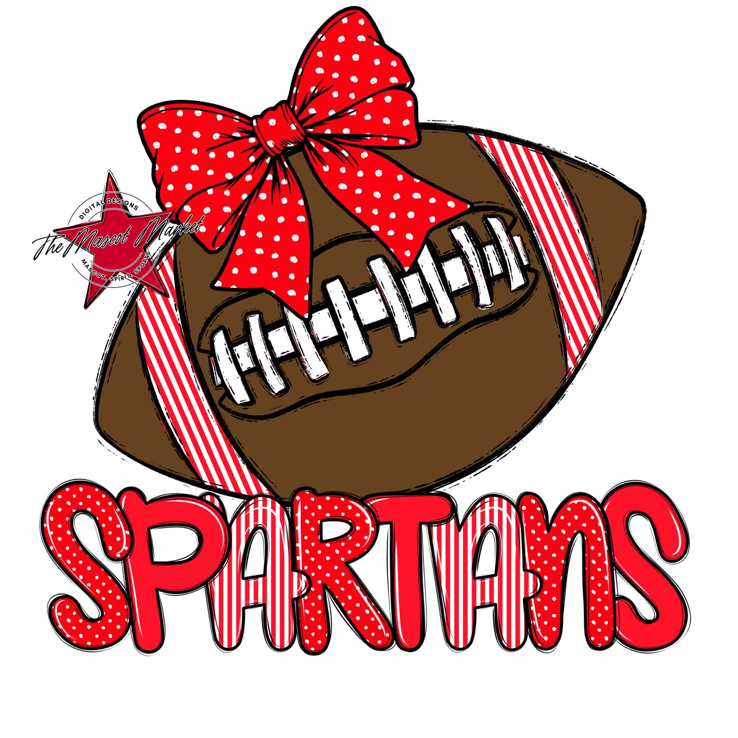Spartans Football Spirit Design-Bright Red