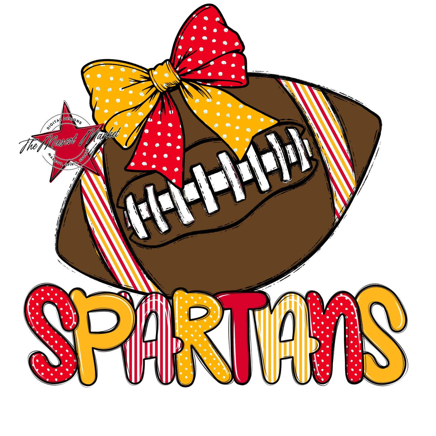 Spartans Football Spirit Design-Red & Yellow