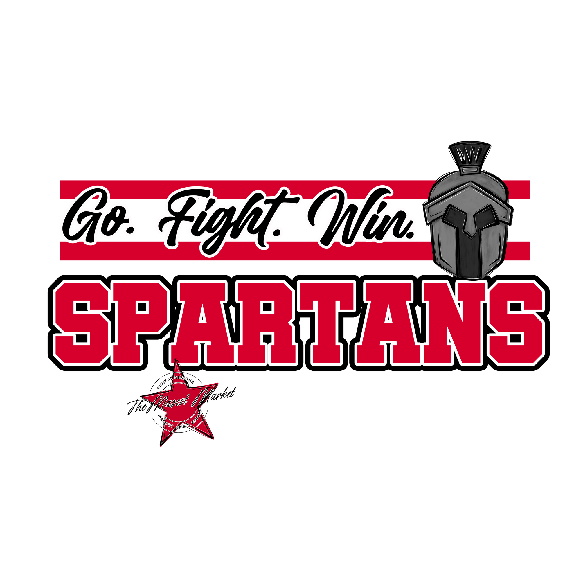 Spartans Go Fight Win Mascot Lines-Red