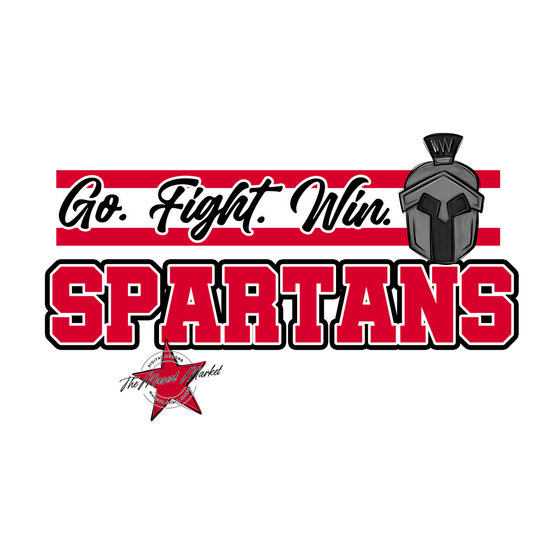 Spartans Go Fight Win Mascot Lines-Red