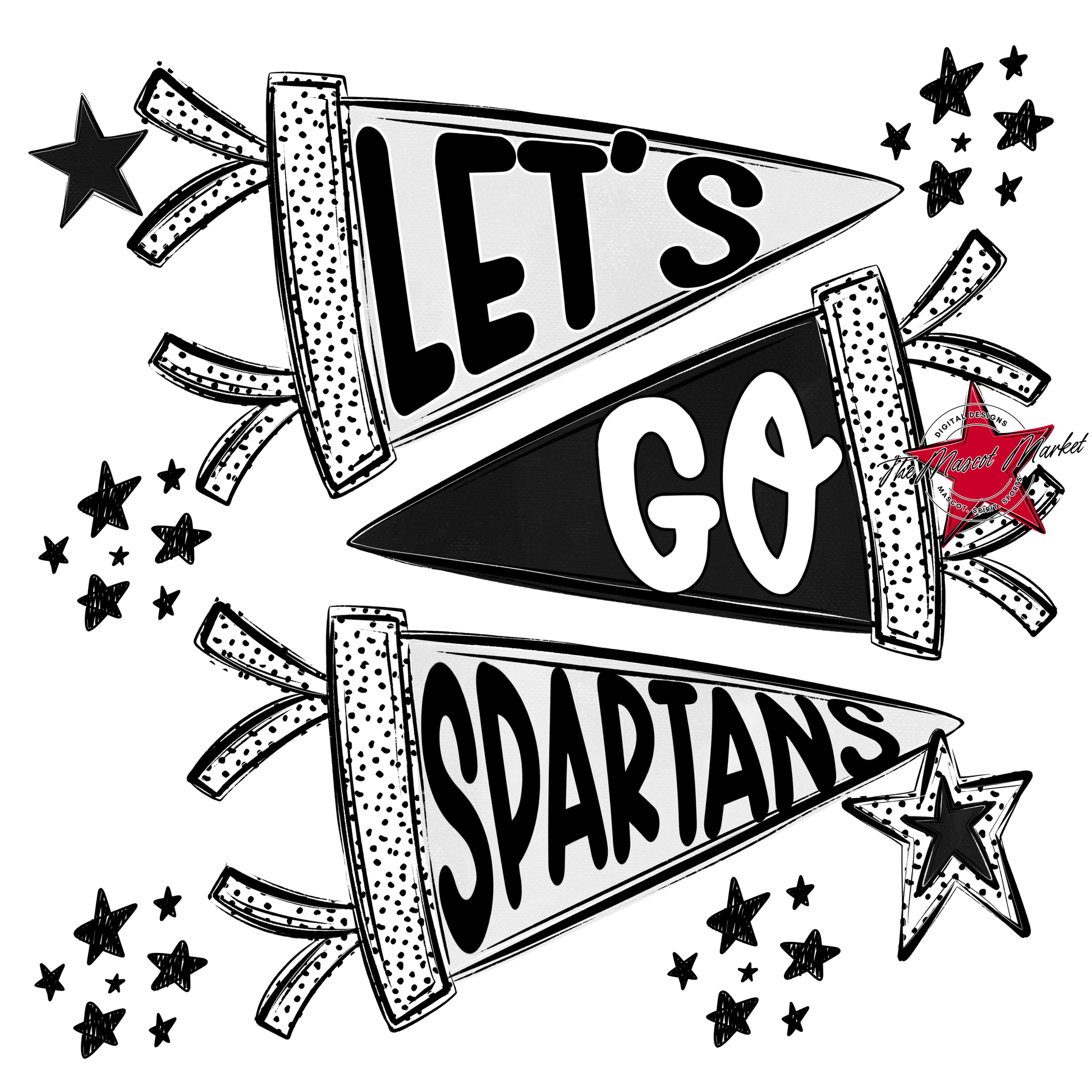 Spartans Let's Go Flag Design-Black