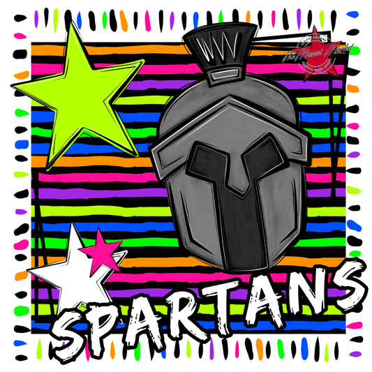 Spartans Mascot Frame-Neon Black