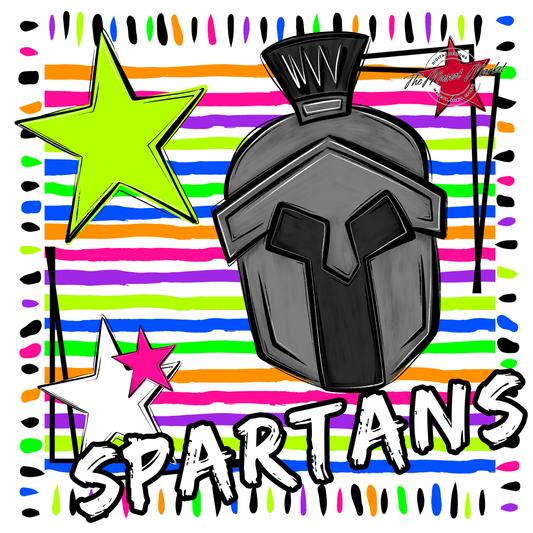 Spartans Mascot Frame-Neon White