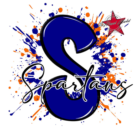 Spartans Mascot Splatter-Blue & Orange