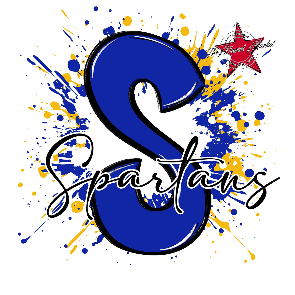 Spartans Mascot Splatter-Blue & Yellow