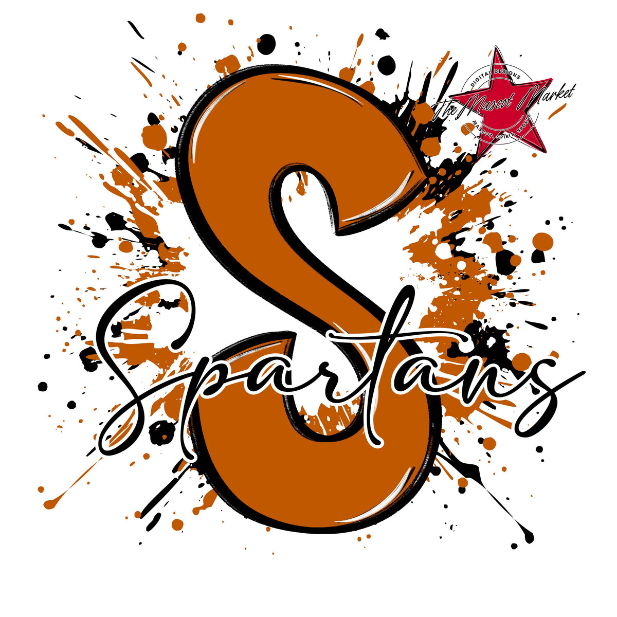 Spartans Mascot Splatter-Burnt Orange