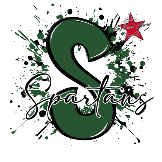 Spartans Mascot Splatter-Green