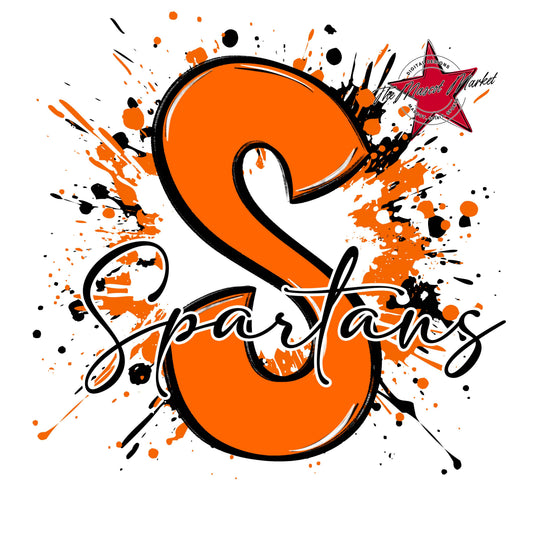 Spartans Mascot Splatter-Orange