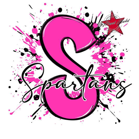 Spartans Mascot Splatter-Pink