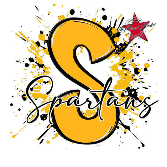 Spartans Mascot Splatter-Yellow