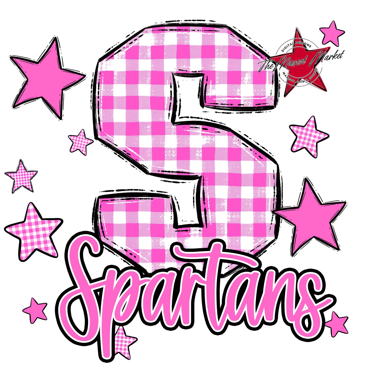 Spartans Plaid Star Design-Baby Pink