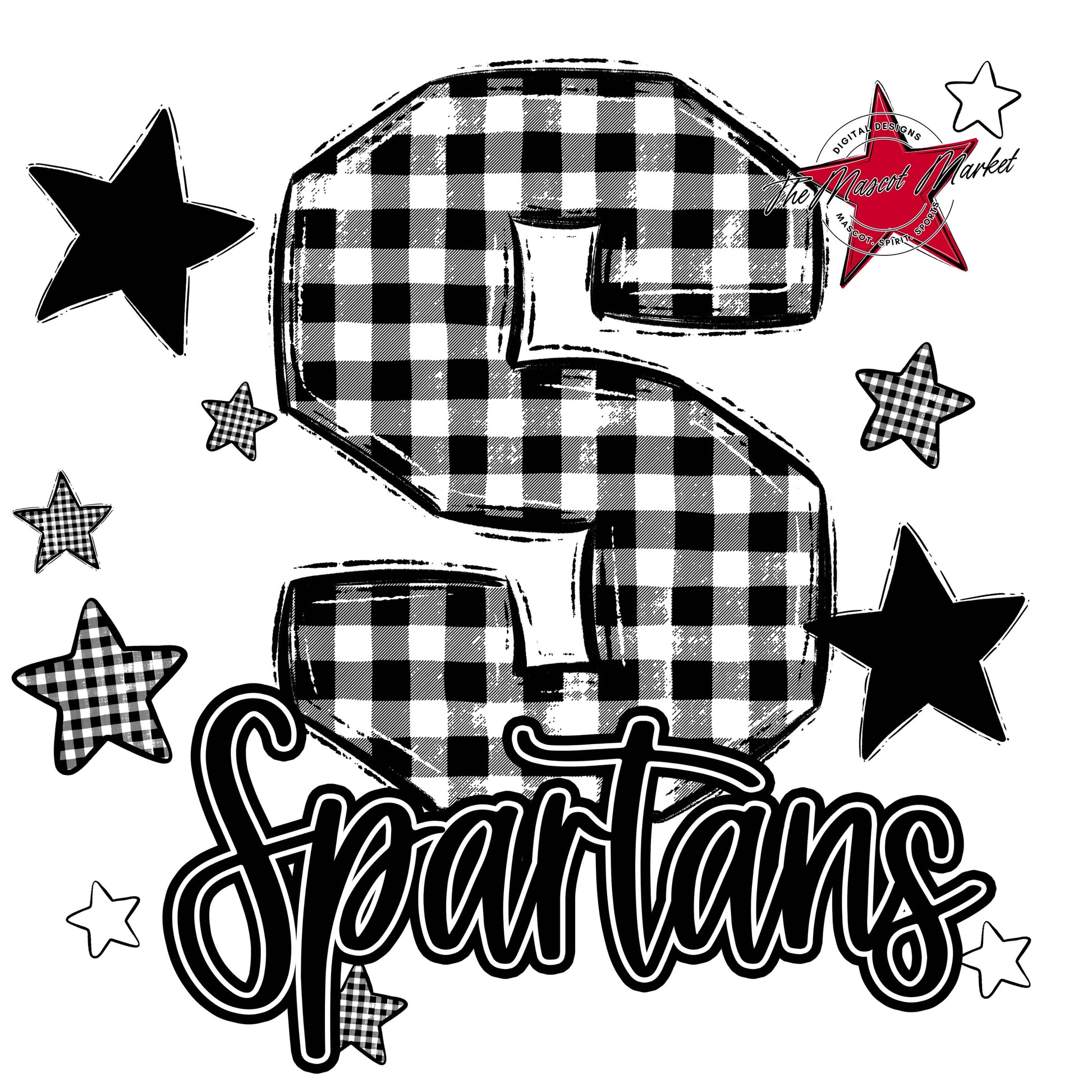 Spartans Plaid Star Design-Black