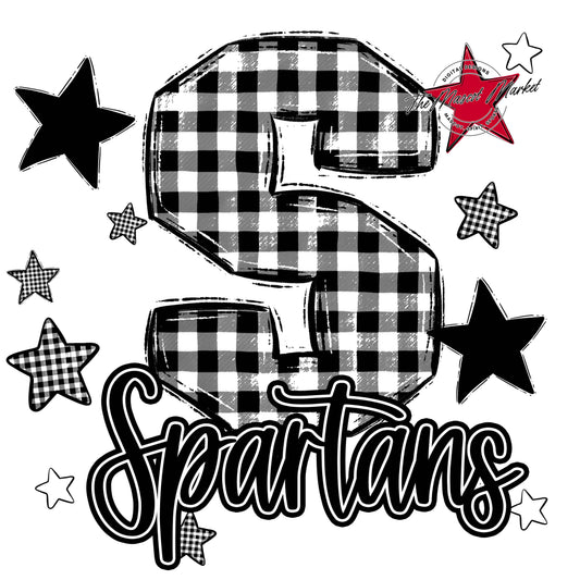 Spartans Plaid Star Design-Black