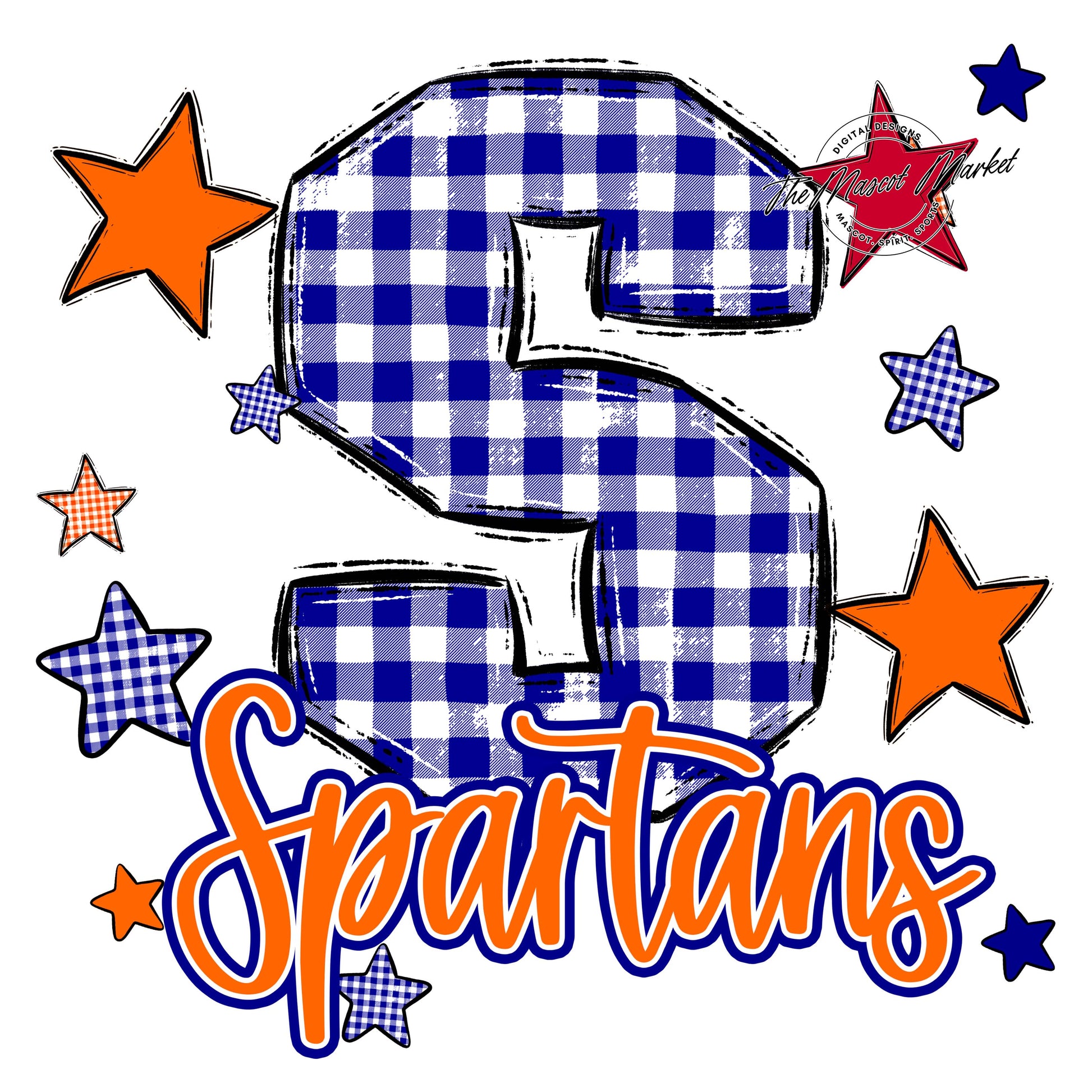 Spartans Plaid Star Design-Blue & Orange