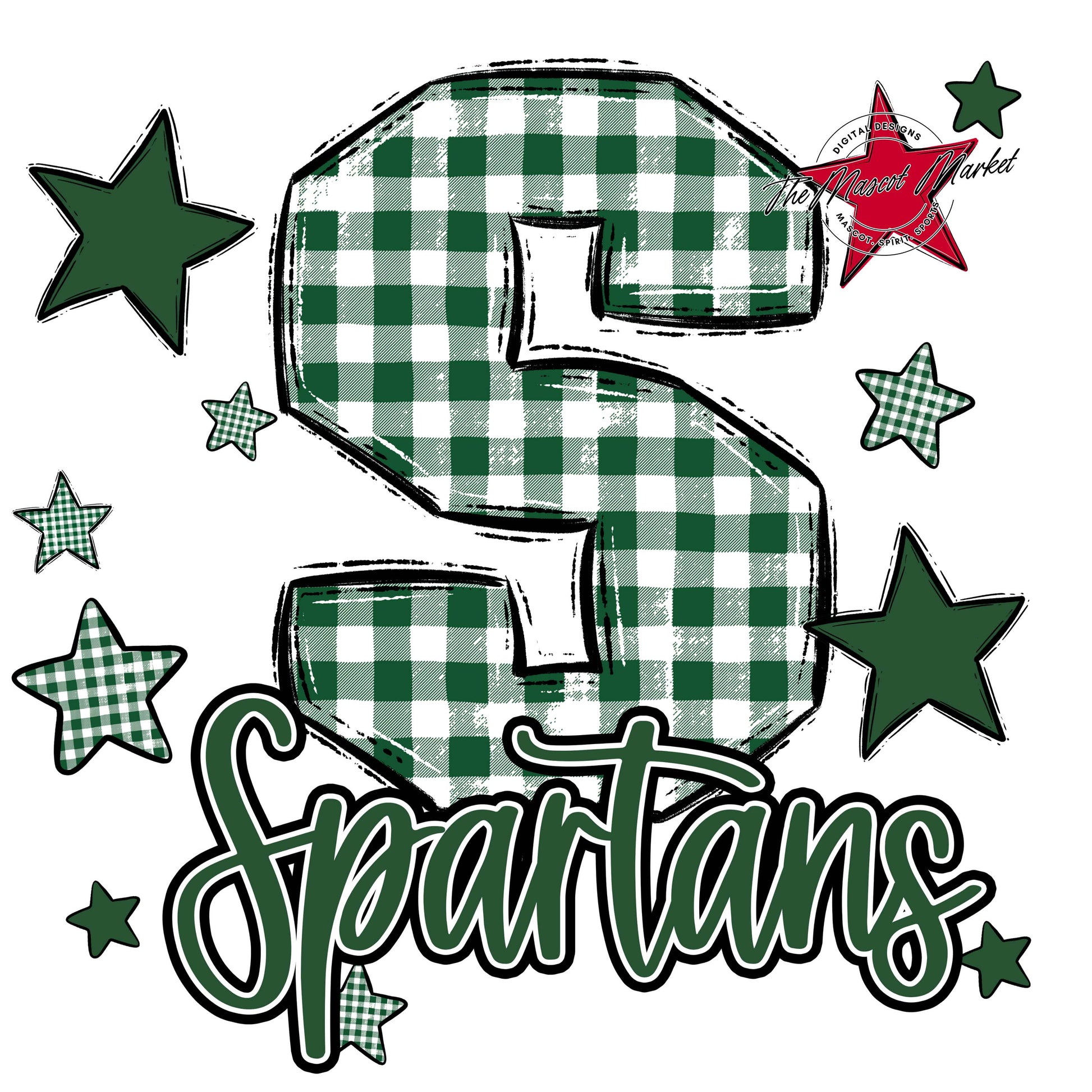 Spartans Plaid Star Design-Green