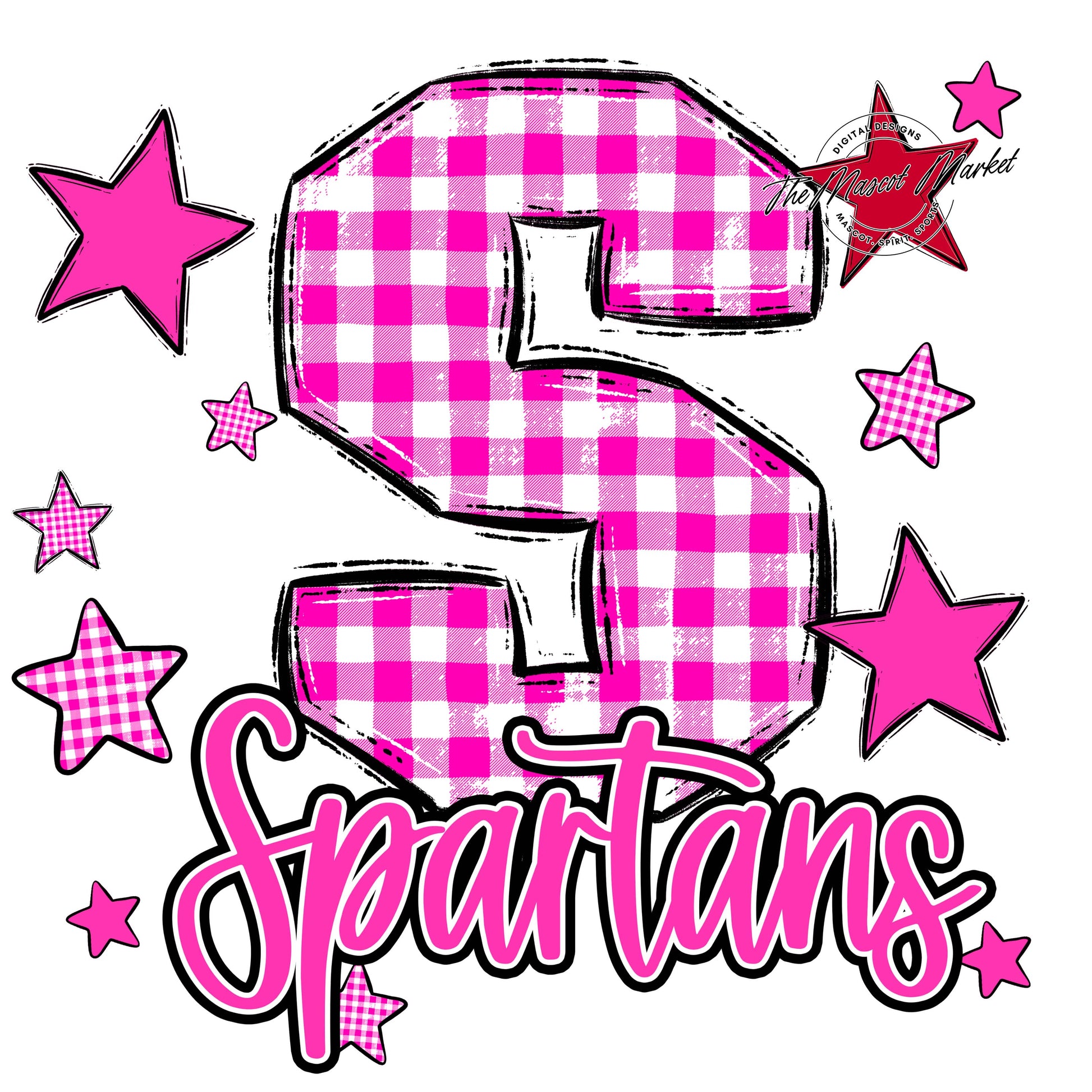 Spartans Plaid Star Design-Pink