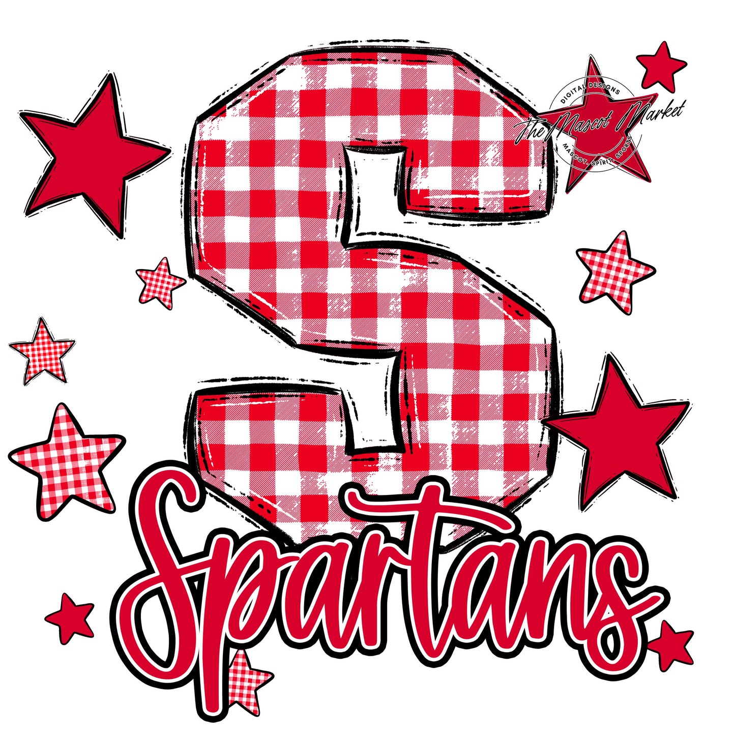 Spartans Plaid Star Design-Red