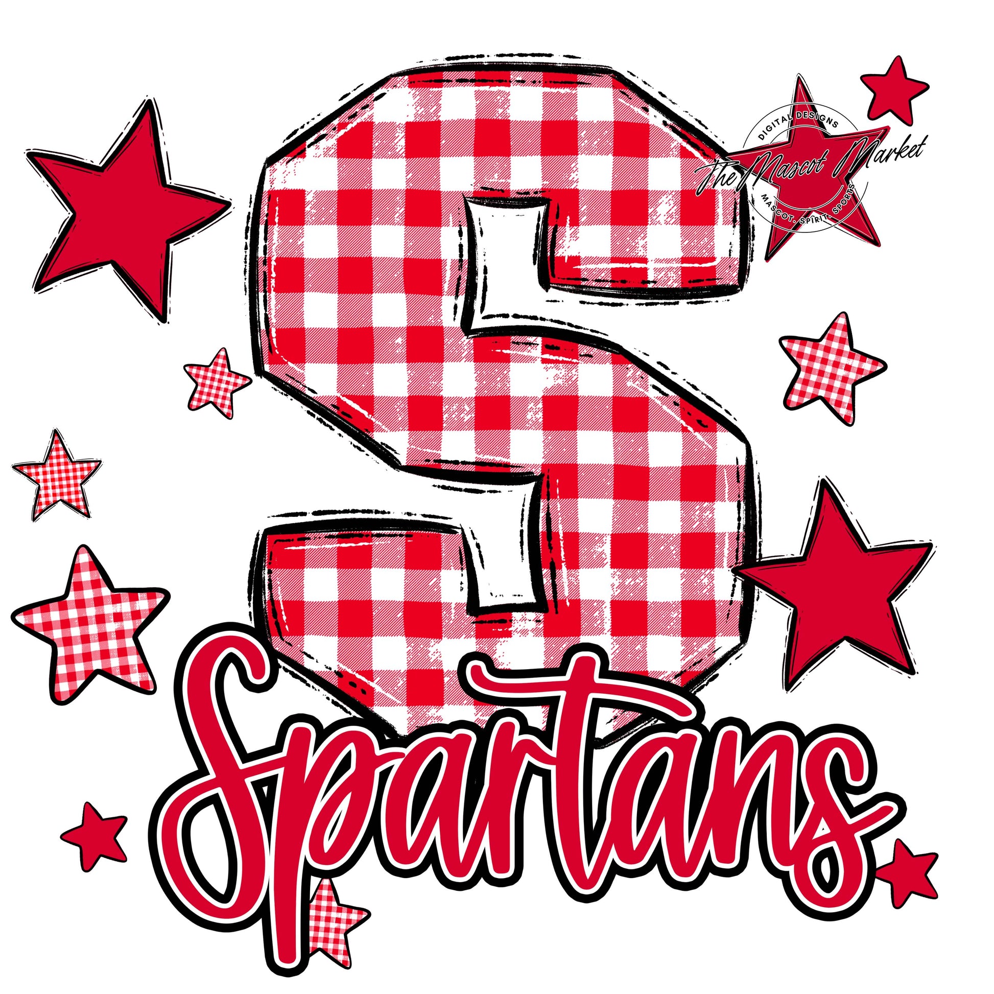 Spartans Plaid Star Design-Red