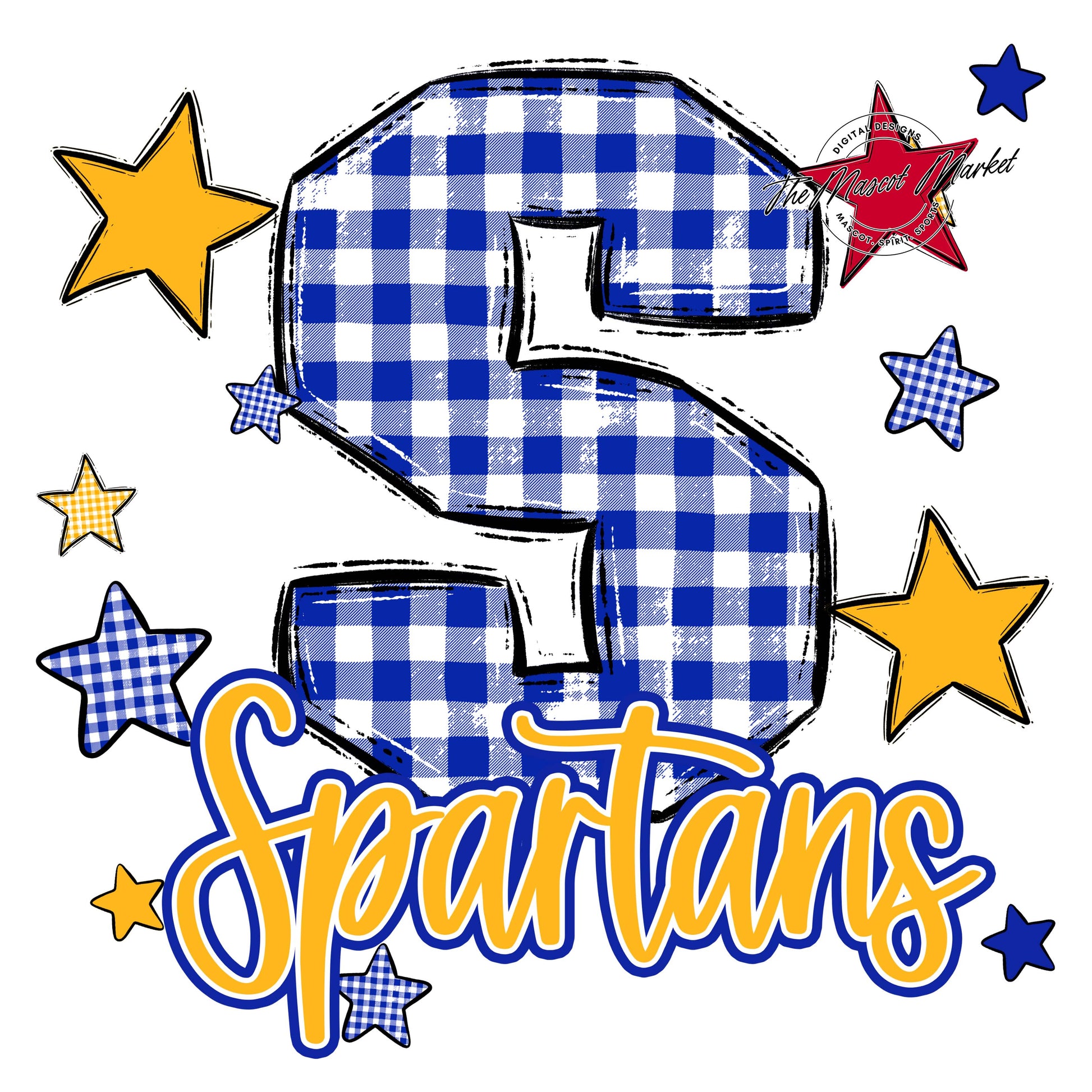 Spartans Plaid Star Design-Royal Blue & Yellow