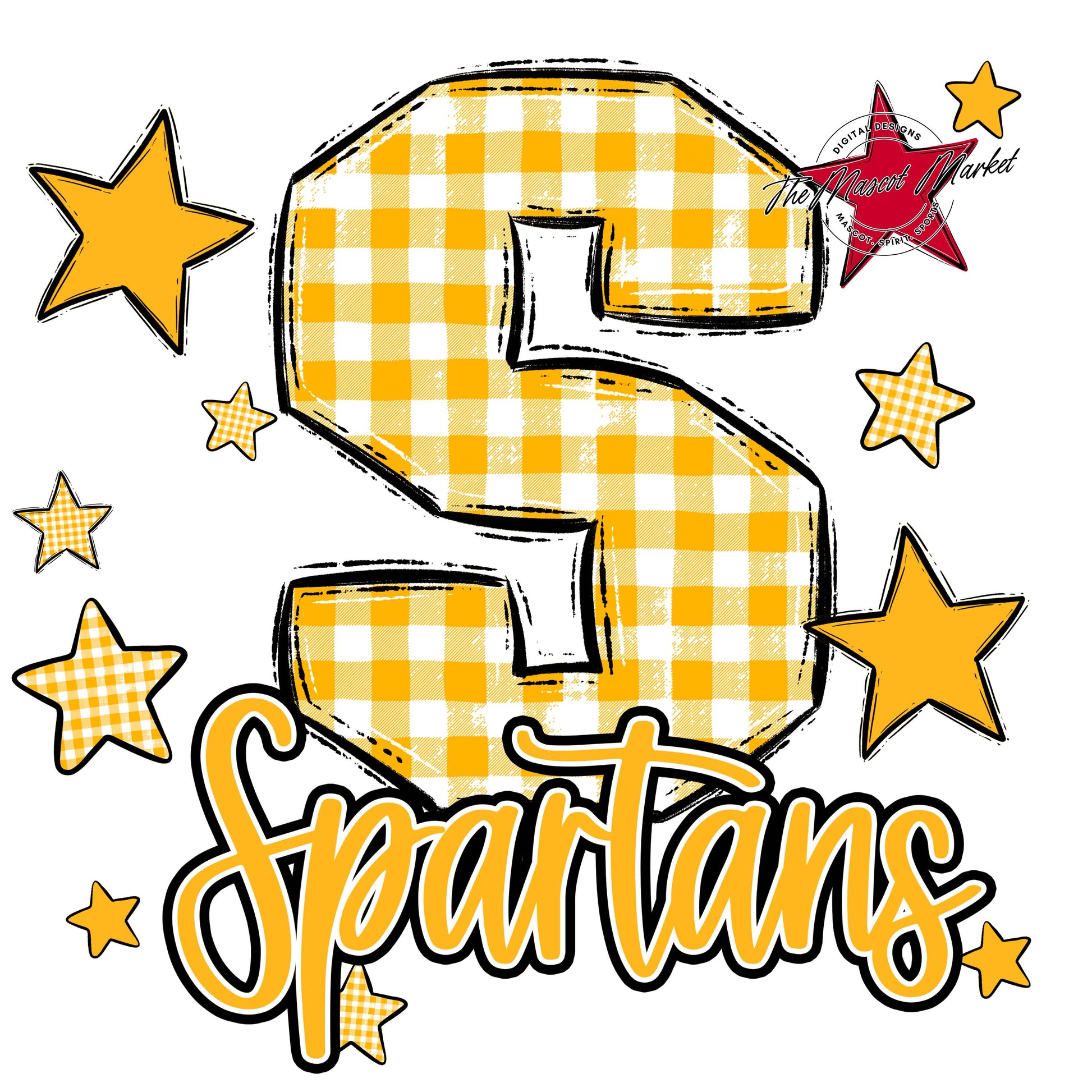 Spartans Plaid Star Design-Yellow