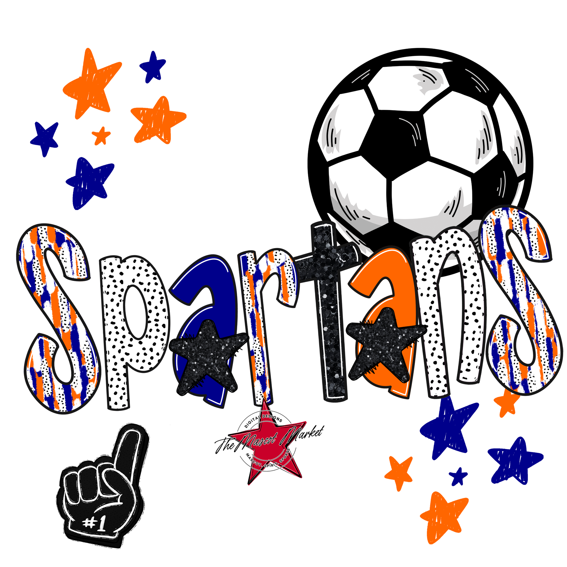 Spartans Soccer Scrape-Blue-Orange