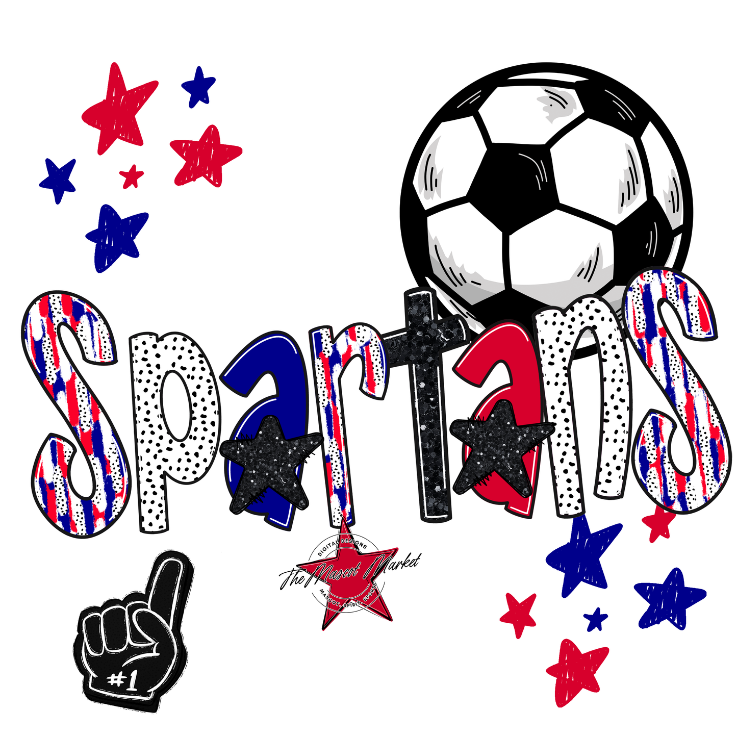 Spartans Soccer Scrape-Blue-Red