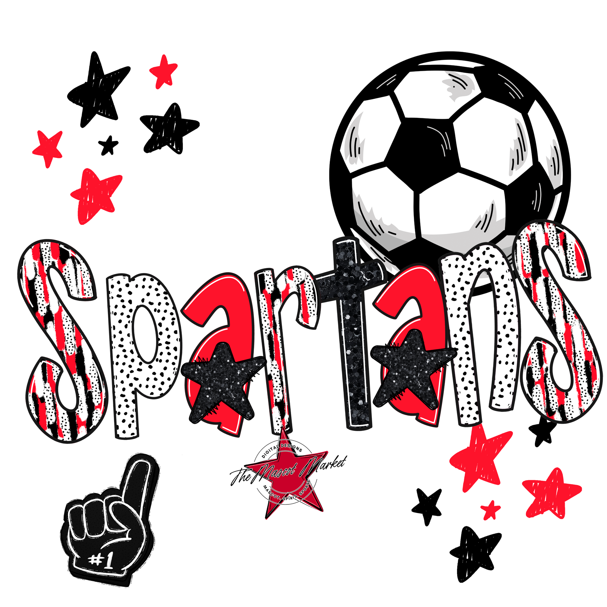 Spartans Soccer Scrape-Bright Red