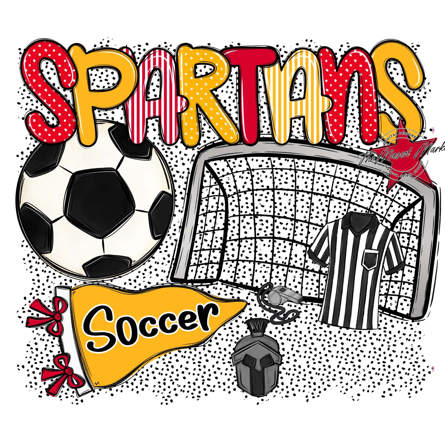 Spartans Soccer Spirit-Red & Yellow