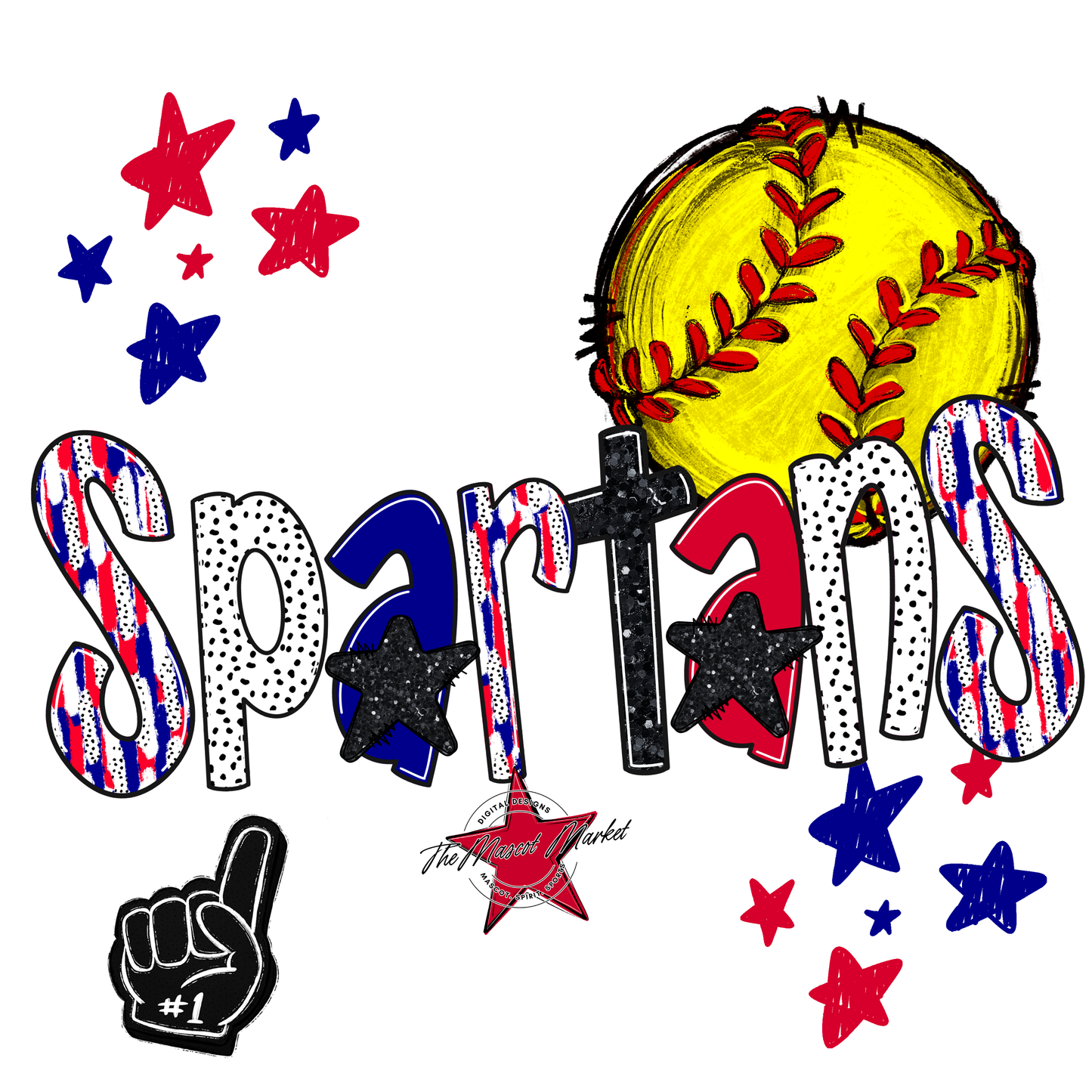 Spartans Softball Scrape-Blue-Red