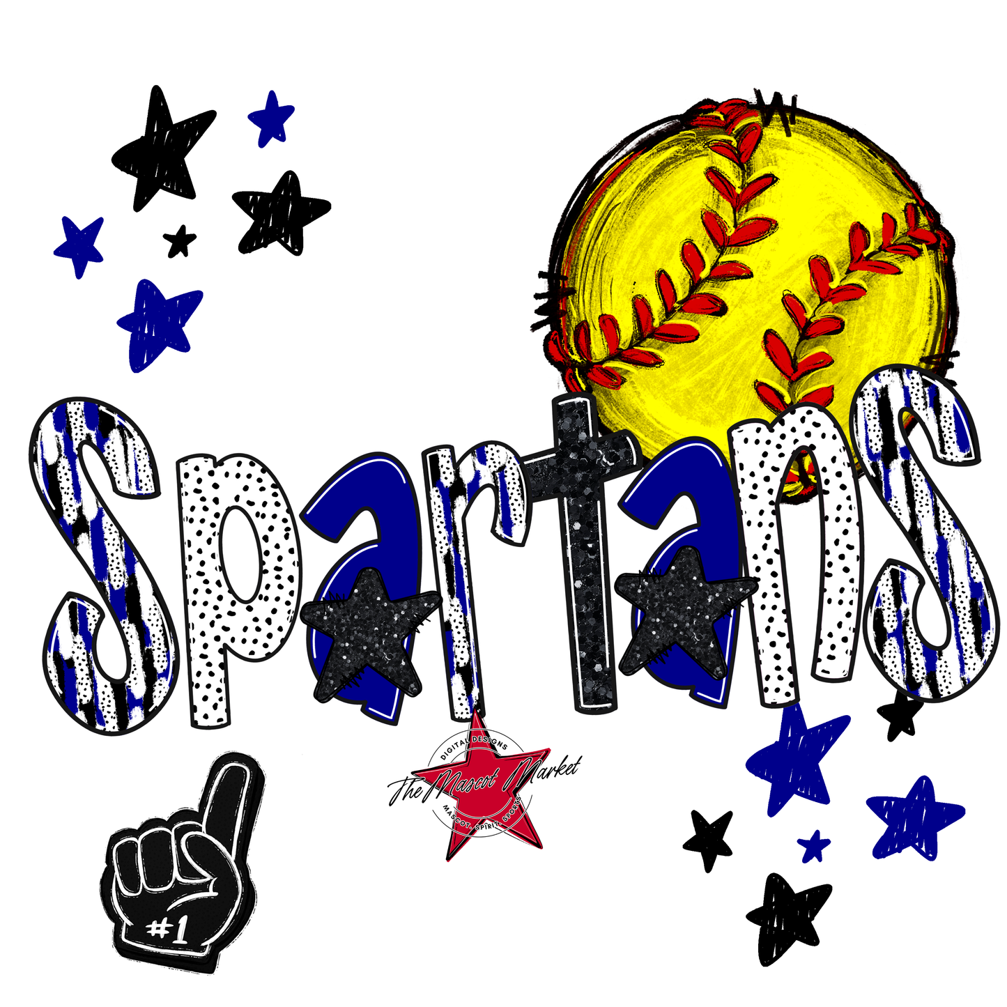 Spartans Softball Scrape-Blue