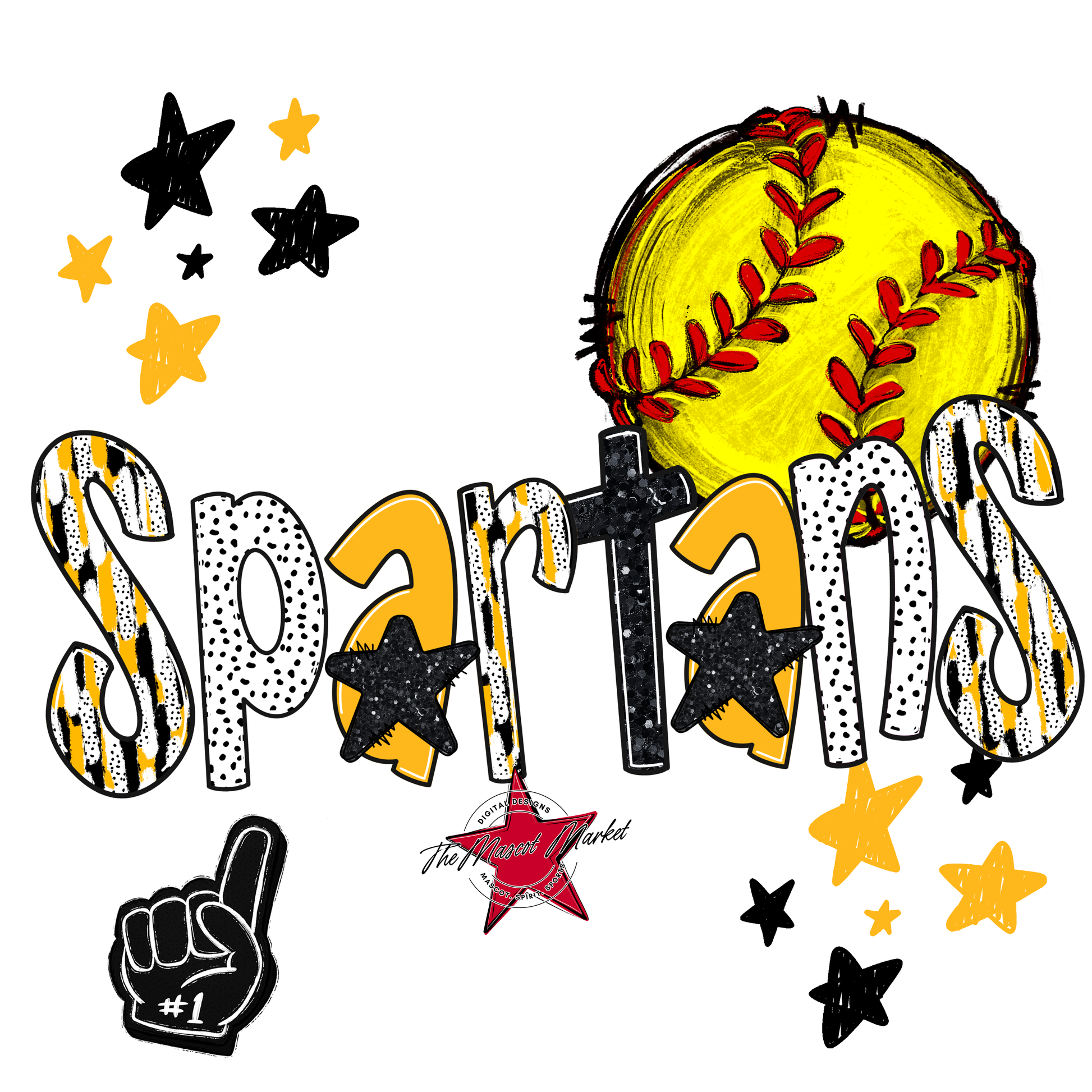 Spartans Softball Scrape-Yellow