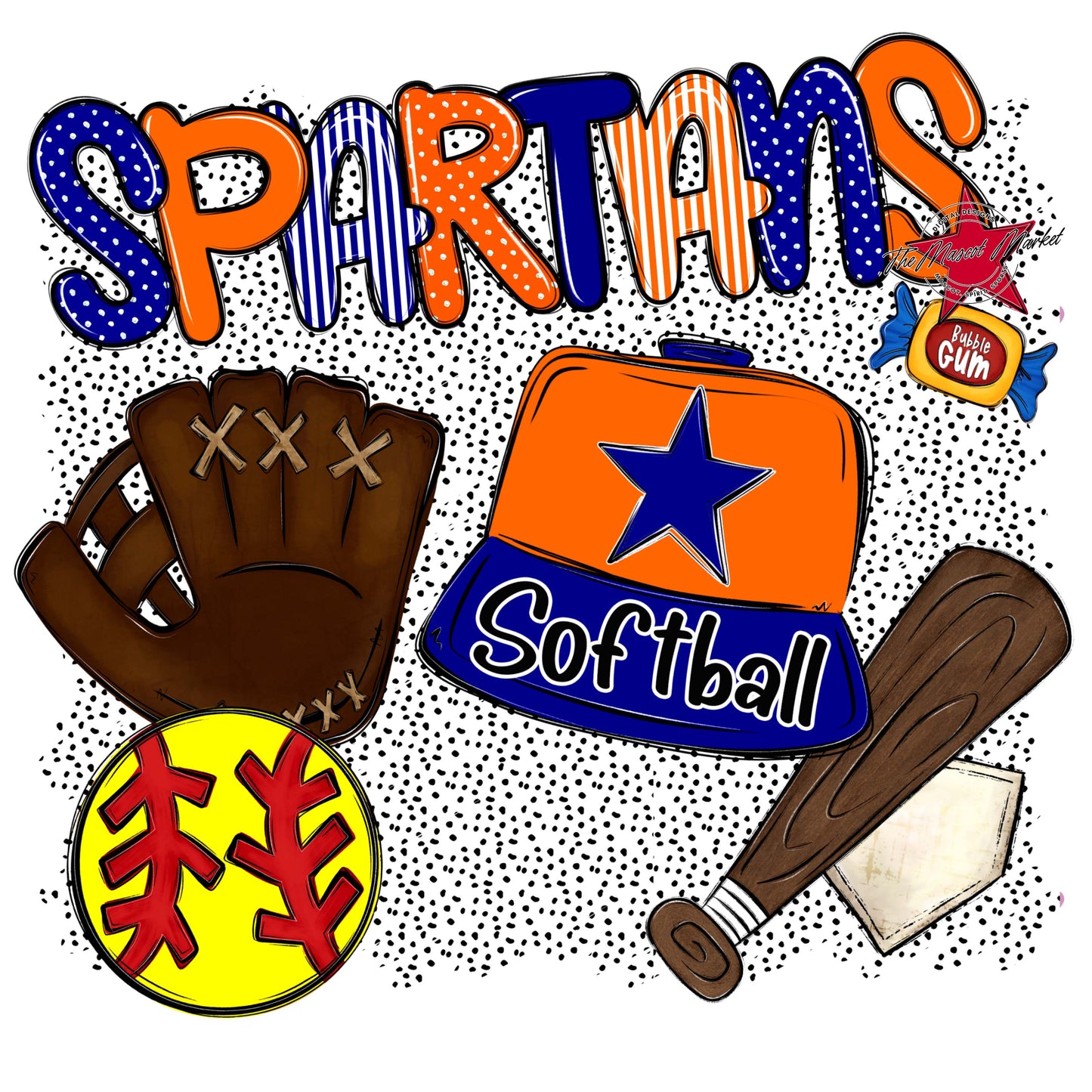 Spartans Softball Spirit-Blue & Orange