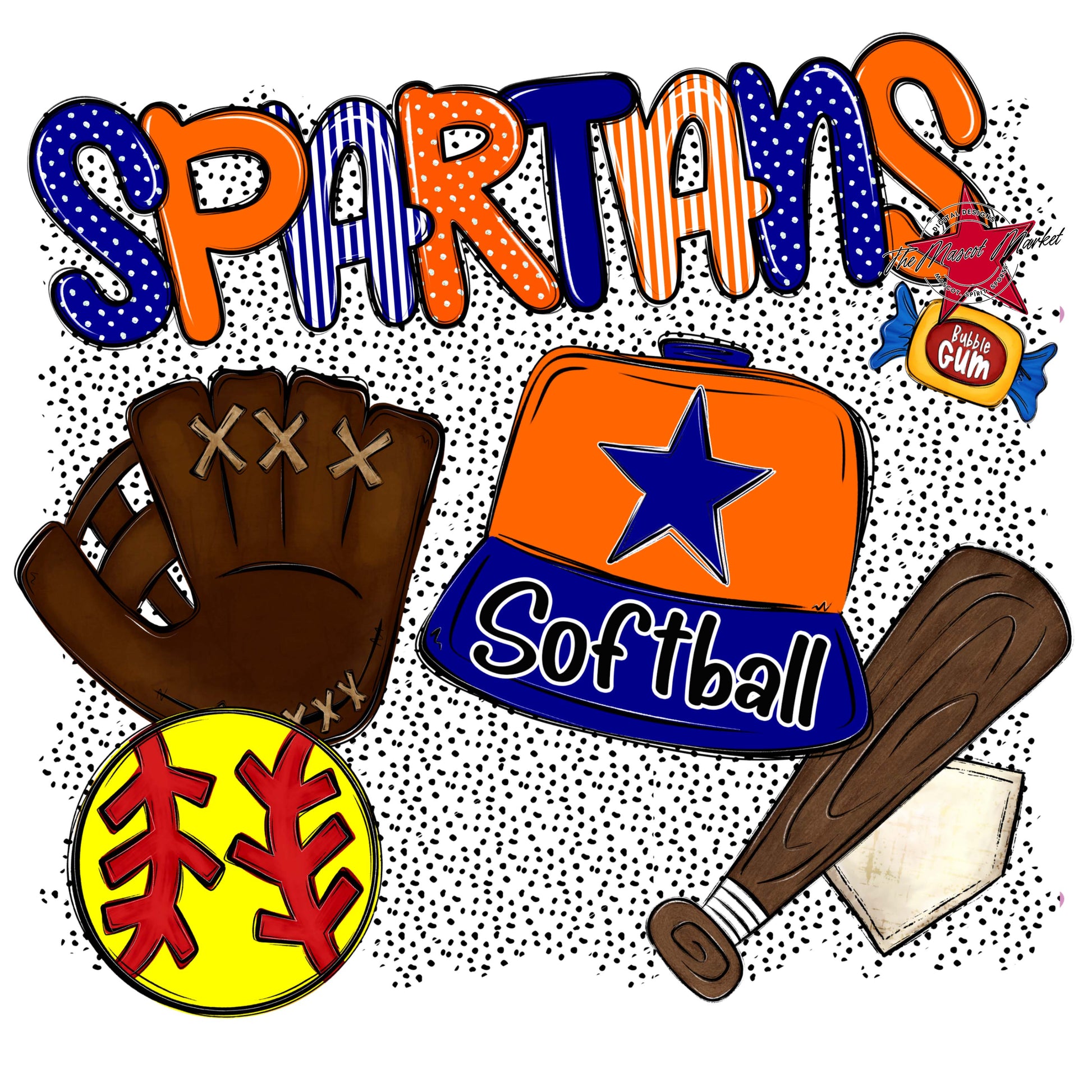 Spartans Softball Spirit-Blue & Orange