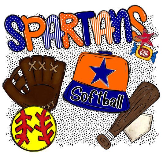 Spartans Softball Spirit-Blue & Orange