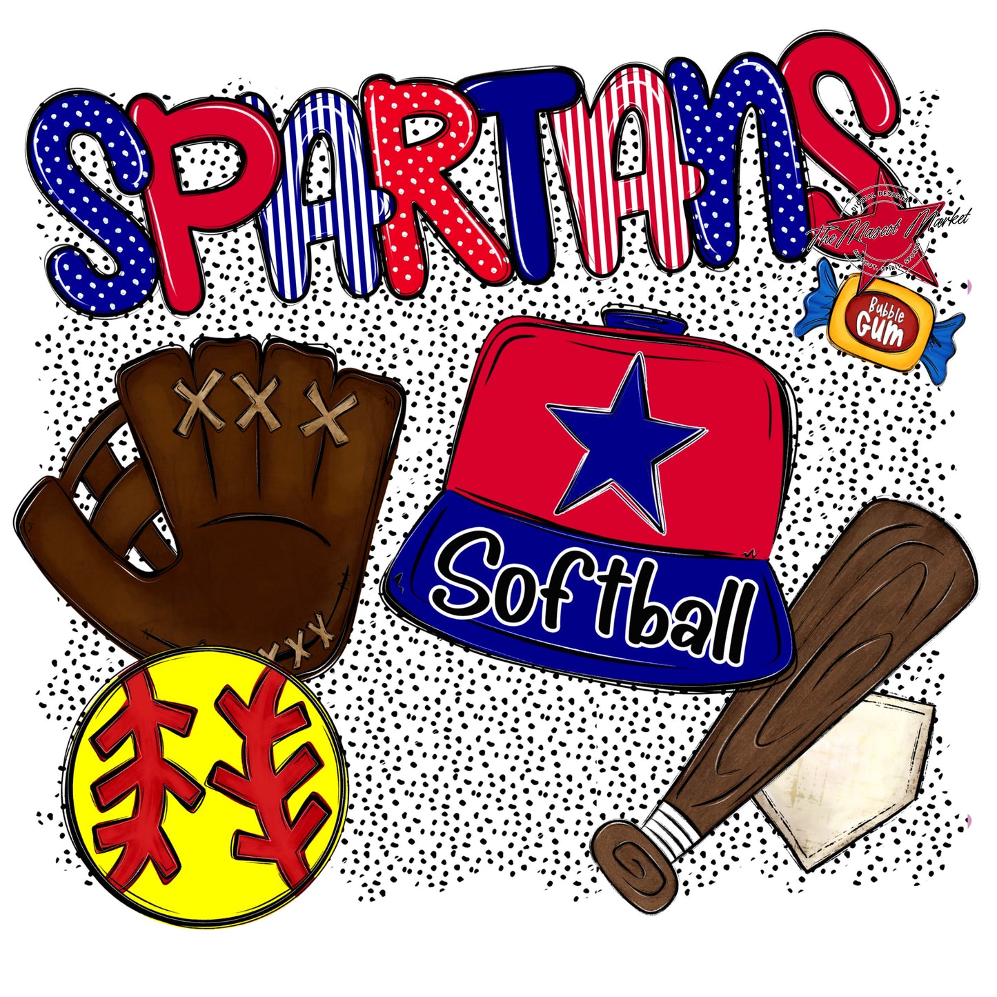 Spartans Softball Spirit-Blue & Red