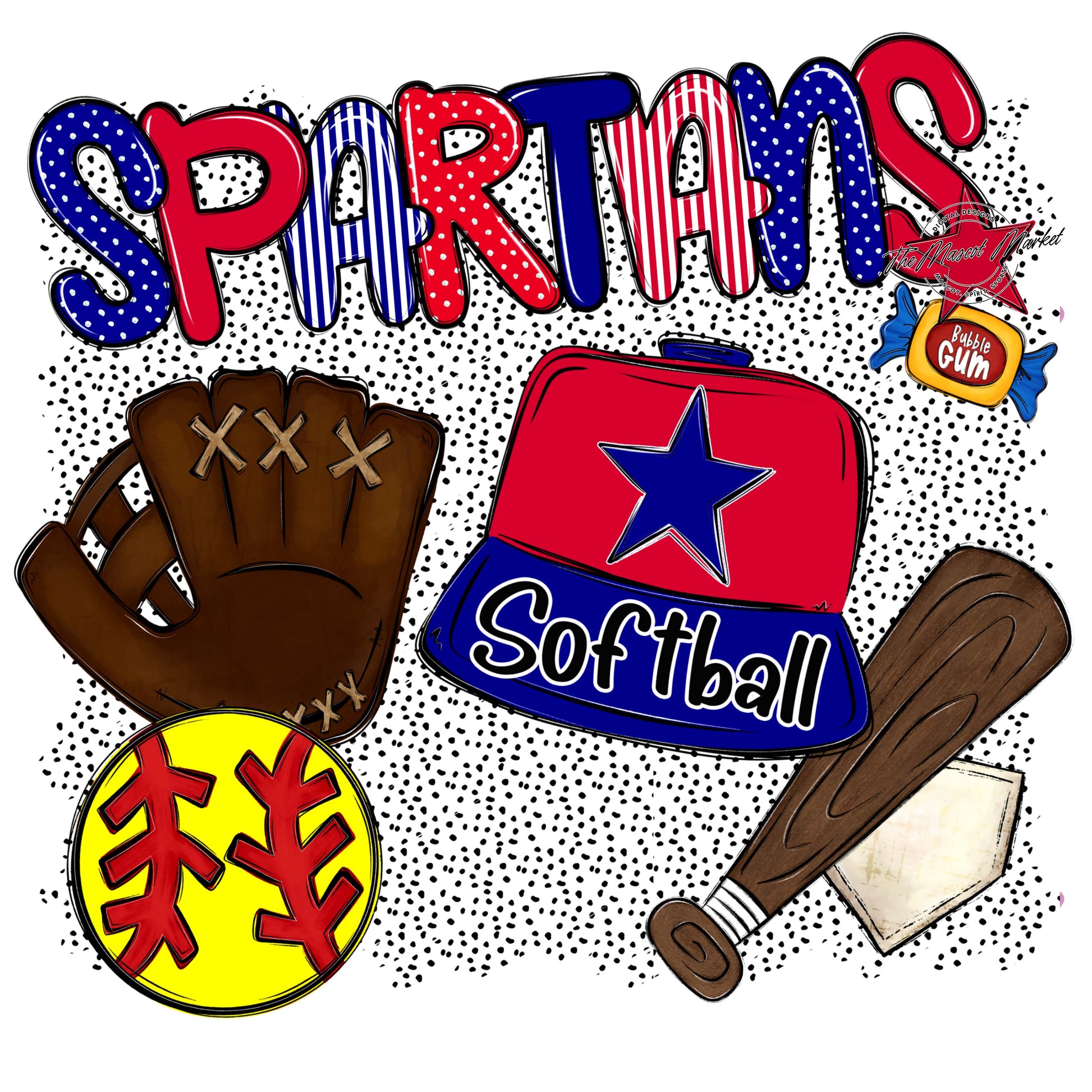 Spartans Softball Spirit-Blue & Red