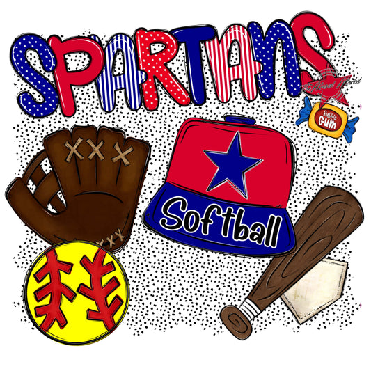 Spartans Softball Spirit-Blue & Red