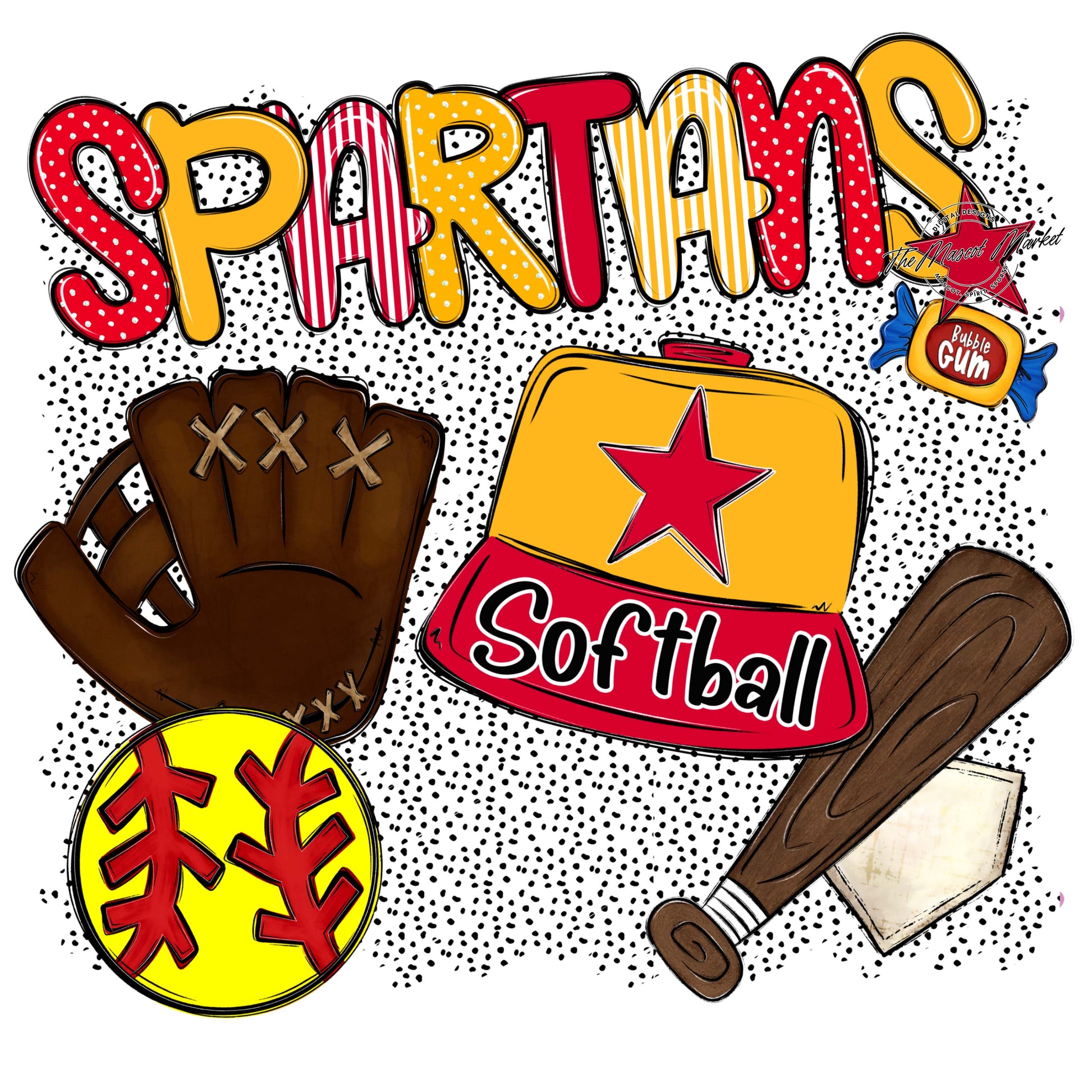 Spartans Softball Spirit-Red & Yellow