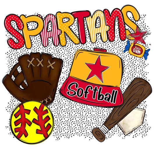 Spartans Softball Spirit-Red & Yellow