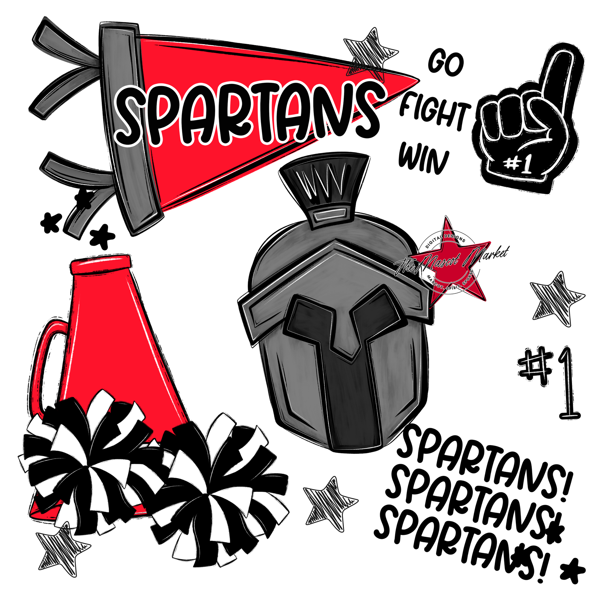 Spartans Spirit Design-Bright Red