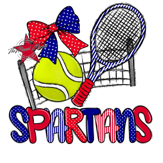 Spartans Tennis Spirit Design-Blue & Red