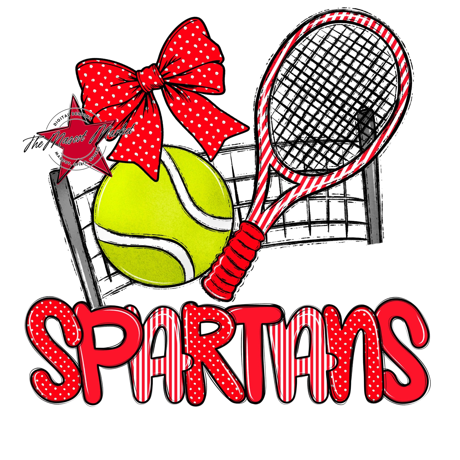 Spartans Tennis Spirit Design-Bright Red