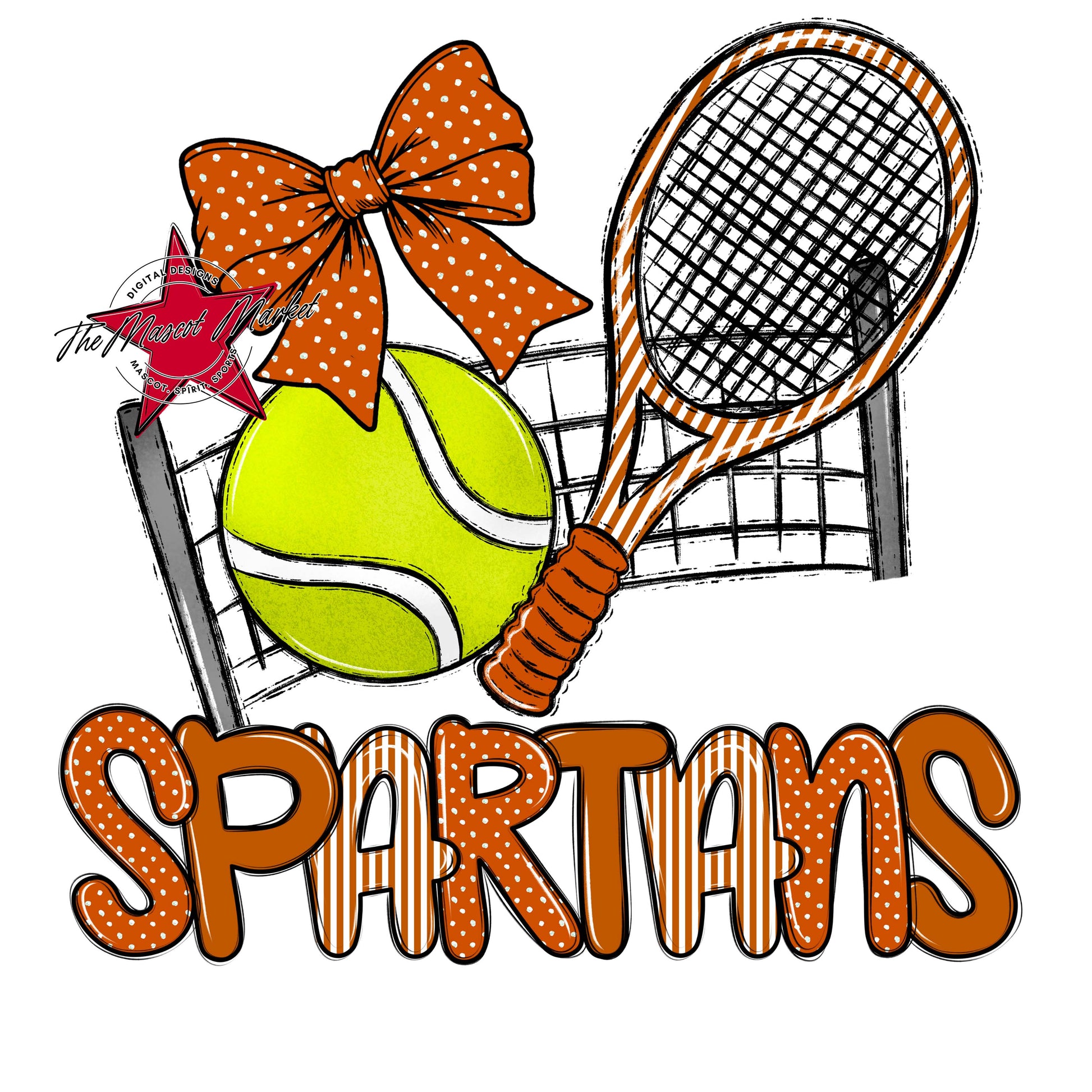 Spartans Tennis Spirit Design-Burnt Orange