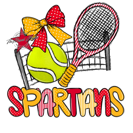 Spartans Tennis Spirit Design-Red & Yellow