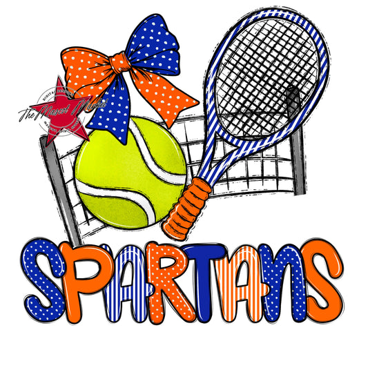 Spartans Tennis Spirit Design-Royal Blue & Orange
