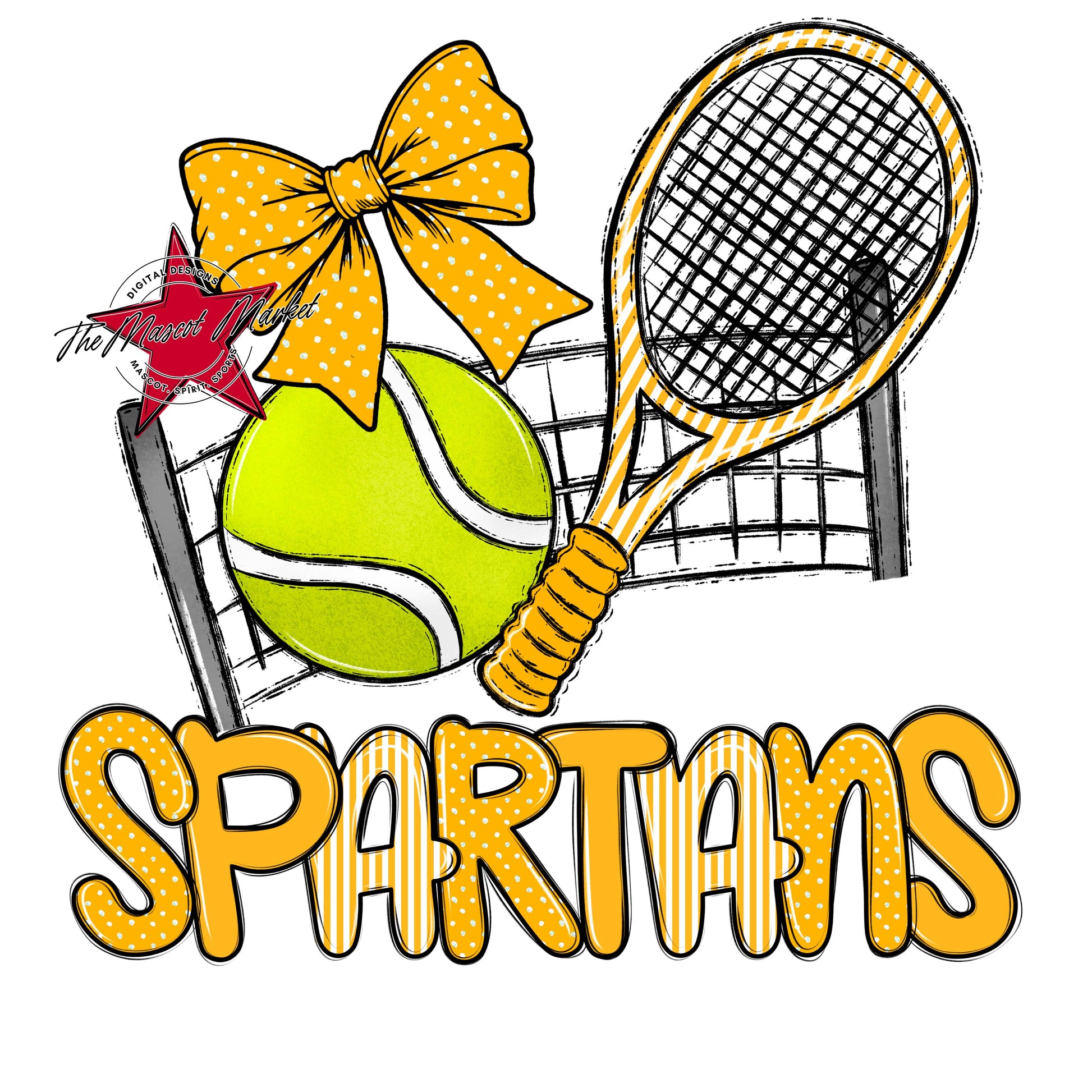 Spartans Tennis Spirit Design-Yellow
