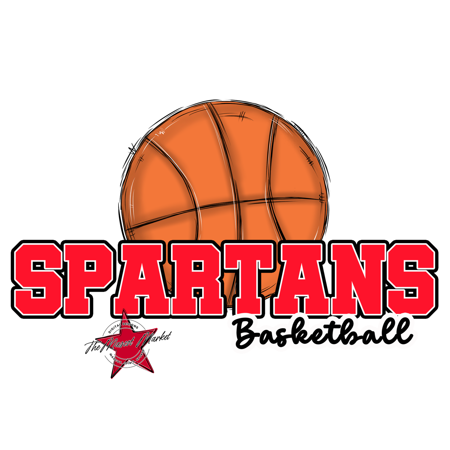 Spartans Varsity Basketball-Bright Red